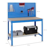 thumbnail of PROREGAL Proregal Werkbank Quick-Buffalo mit Werkzeugwand + Zubehör Alpha | HxBxT 84x120x61cm | Traglast 600kg | Blau | Holzplatte