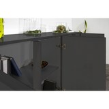 thumbnail of Dmora Kommode Virgilio, Küchen-Sideboard mit 4 Türen, Wohnzimmer-Buffet, 100% Made in Italy, cm 180x41h86, Anthrazit glänzend