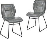 thumbnail of Esszimmerstühle 2er-Set aus Kunstleder und Metall in Grau, gepolstert, mit ergonomischer Sitzschale