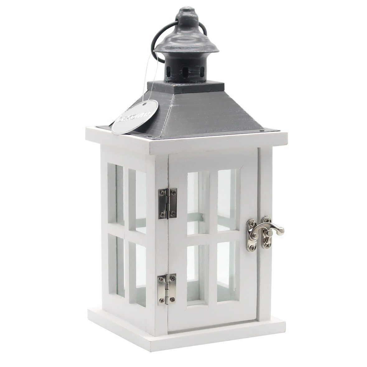 Dekovita, Laterne Holz Weiß -graues Dach