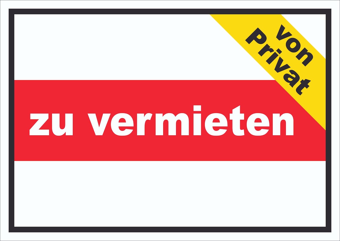 zu vermieten von privat Schild mit Text Verkaufsschild A0 Rückseite selbstklebend