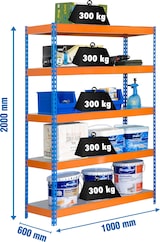 thumbnail of SimonRack Estantería Industrial, 2000x1000x600 mm, 300 kg de Punto Flexión, 5 Estantes Metálicos, Estantería Garaje, Azul/Naranja/Galva - Bricoforte