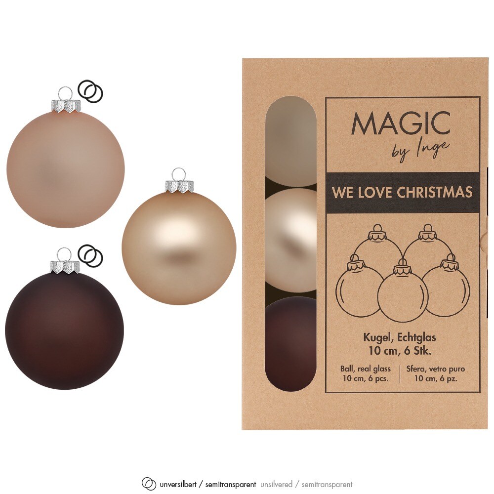6 Weihnachtskugeln 10cm Glas Christbaumkugeln Weihnachtsbaumkugeln Calm Grove