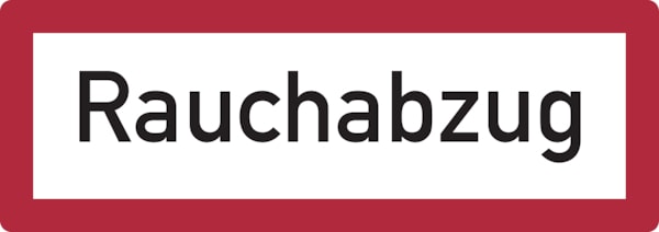 Feuerwehrschild, Rauchabzug - DIN 4066 - 148x52x0.45 mm Aluminium geprägt