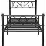 thumbnail of Bettgestell Bettrahmen aus Metall, passend für 90 x 190 cm Matratze, Gästebett, hochwertige Stützbalken, für Erwachsene, schwarz