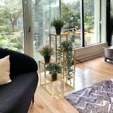 thumbnail of DanDiBo Blumentreppe Metall Gold 82 cm Pflanzentreppe Blumenständer 96505 Blumensäule Modern Pflanzenständer Blumenhocker