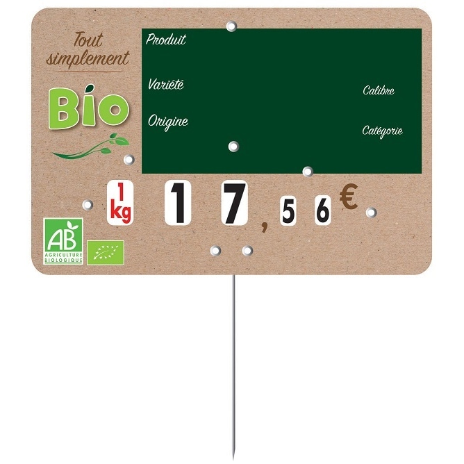 BEQUET Etiquette à roulette pique-inox avec roulettes 'SIMPLEMENT BIO' neutre vert 15x10cm x10