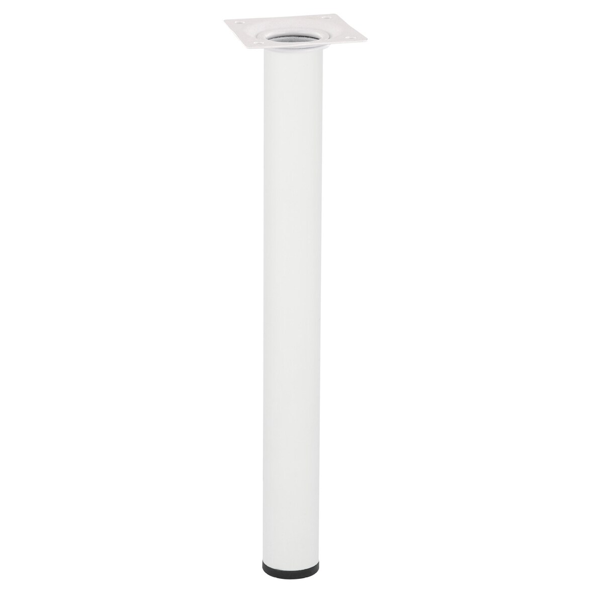 WAGNER Möbelbein CLASSIC RETRO - Ø 30 x 300 mm, Anschraubplatte 60 x 60 mm, Gewinde Ø 10 mm, Stahl, weiß - 12163001