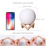 thumbnail of Lámpara Luna 3D LED, 16 Colores RGB, Control Táctil y Remoto, Regulable, Luz Nocturna 15 cm con Soporte de Madera y Cargador USB Incluidos