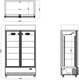 thumbnail of vaiotec TOPLINE Getränkekühlschrank 2 Türen / 1040 Liter mit Leuchtaufsatz "schwarz", 1280 x 742 mm