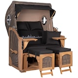 thumbnail of Strandkorb - bene living - Ammersee Teak Bullauge - PE grau - Skyline München - Liftersystem