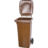 thumbnail of PROREGAL 2-Rad-Mülltonne, 120 Liter, HDPE Kunststoff, HxBxT 94,5x48x54cm, Braun, Mülltonne, Müllgroßbehälter, Mülleimer, Abfalltonne, Müllbehälter