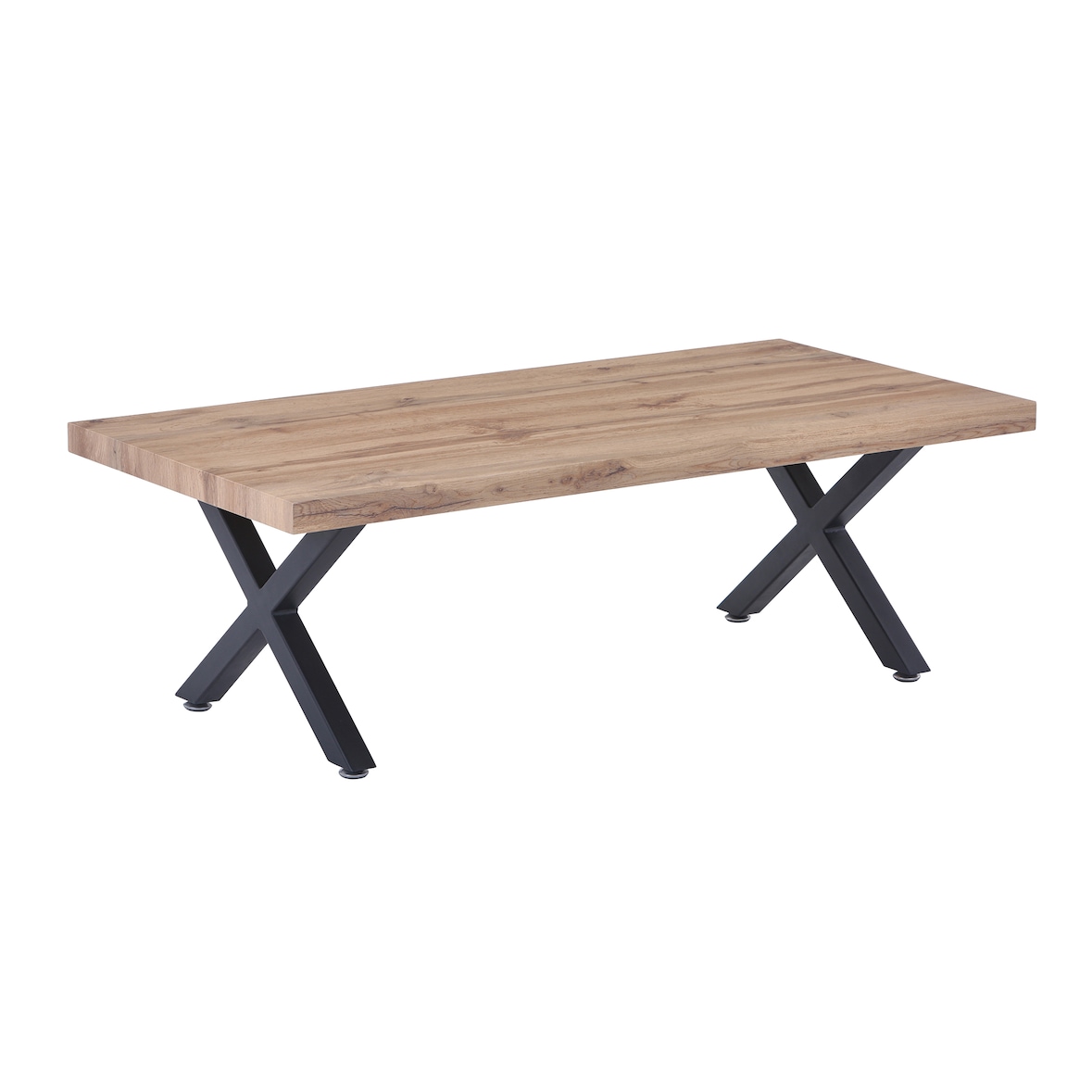Möbilia Couchtisch 120x60x40 cm | X-Gestell | MDF mit Dekor Wildeiche | B 120 x T 60 x H 40 cm | natur