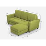 thumbnail of Yasel 3-zitsbank (drie zitplaatsen 60cm) + poef buitenafmetingen L.212 D.155 kleur groen