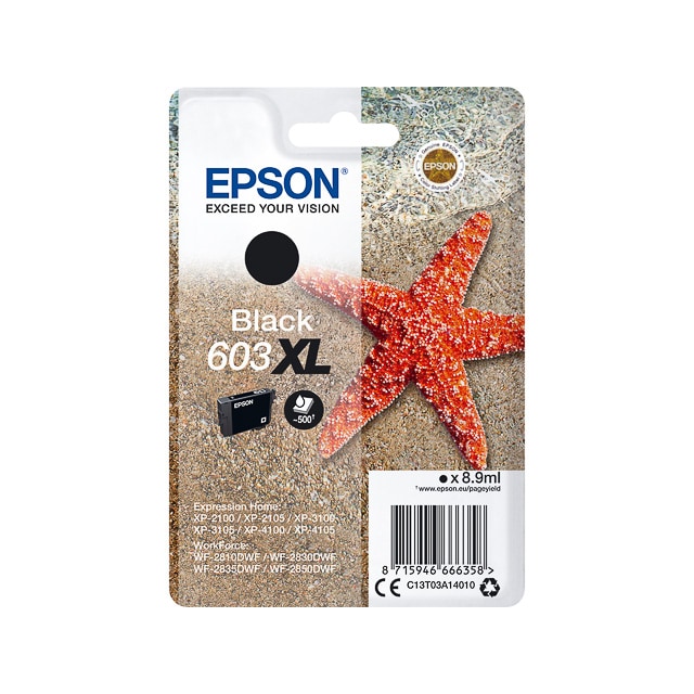 Epson 603XL Cartouche d'encre noire ORIGINALE - C13T03A14010