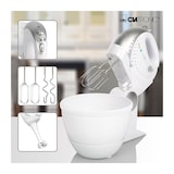 thumbnail of Clatronic HMS 2739 Batidora Amasadora 2en1, Batidora Mano Varillas 5 Velocidades + Turbo, Recipiente Giratorio 250W Blanco/Gris