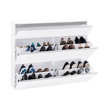 thumbnail of Dmora Schuhschrank Piero, Mehrzweckschrank mit 2 Türen und 1 Klapptür, Eingangsschuhregal, 100 % Made in Italy, cm 120x27h108, glänzend weiß