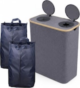 thumbnail of Relaxdays Pfandflaschen Sammelbehälter, 170 L, bis 100 Flaschen, 2 Innenbeutel, Flaschensammler für Glas & Plastik, grau