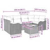 thumbnail of vidaXL 7-teiliges Garten-Sofaset mit Kissen in Hellgrau Poly Rattan