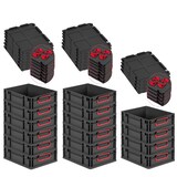thumbnail of PROREGAL SuperSparSet 16x Eurobox NextGen Color mit Auflagedeckel & Verschlüsse, HxBxT 12x30x40cm, 11L, Schwarz, Griffe rot zu, Eurobehälter