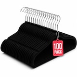 thumbnail of COM-FORT HOUSE Perchas terciopelo antideslizantes pack 100 negro ultrafinas ahorro espacio gancho 360 ropa vestidos trajes