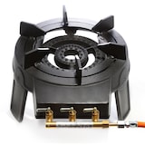 thumbnail of Wokbrenner/Gaskocher 9,2 KW mit zusätzlichem Topfträger + Gasschlauch und Druckminderer (Gusseisen Hockerkocher, Asia Kocher, Gastrokocher,  Wok)