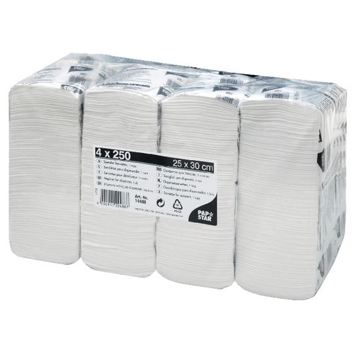 PAPSTAR Servietten 1-lagig Zellstoff Weiß 30 cm 4 Stück à 250 Stück