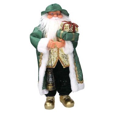 Vacchetti Babbo natale in tessuto oro verde cm27x14h60