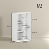 thumbnail of Bücherregal Aufbewahrungsregal 50x24x80 cm mit 5 offenen Würfeln flexibel horizontal oder vertikal Spanplatte Weiß mit Kippschutz