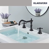 thumbnail of JULIAN | Vintage 3-Loch Badarmatur Schwarz gebürstet| Premium Retro Edelstahl Wasserhahn Waschbecken | Antike 2-Griff Mischbatterie Hotel Gastronomie