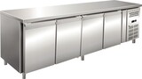 thumbnail of KLIMAITALIA Edelstahl-Kühltisch mit 4 belüfteten Türen. Digitales Thermometer. Temperatur -2°C/+8°C.  Maße (LxWxH) 223x60x86 cm. Modell SNACK4100TN