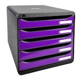 thumbnail of EXACOMPTA Cassettiera Big-Box Plus 3097220D, 5 cassetti, box polistirolo monoblocco, (PxlxAlt) 34,7x27,8x27,1 cm, gamma Iderama nero/viola glossy