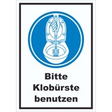 thumbnail of Bitte Klobürste benutzen Schild A6 Rückseite selbstklebend