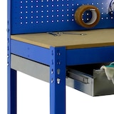 thumbnail of SimonRack Banco de Trabajo Taller, Capacidad Carga 400 kg, 1445x910x610 mm, Panel Perforado, 1 Cajón, Azul/Madera - BT-2