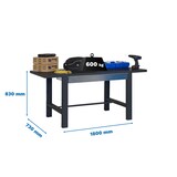 thumbnail of SimonRack Table de travail d’atelier, 1800x730 mm, tiroir, plateau métallique, Charge 600 kg, Noir - BT-6