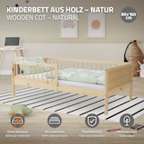 thumbnail of ML-Design Kinderbett 80x160 cm Natur, Holzbett mit Lattenrost & Rausfallschutz, Jugendbett aus massivem Kiefernholz, Montessori Einzelbett Babybett