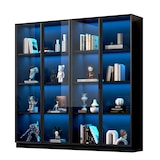 thumbnail of Vitrine LED 4-lagig Mit App Steuerung Glastüren Aluminiumrahmen Hochglanz Aufbewahrungsschrank Wohnzimmer Weiß 160x40x160cm