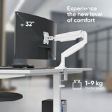 thumbnail of ONKRON Monitorhalterung Tisch für 13-32 Zoll, bis 9 kg, Gasdruckfeder, VESA 75x75 & 100x100, schwenkbar, neigbar, drehbar, Weiß G100-W