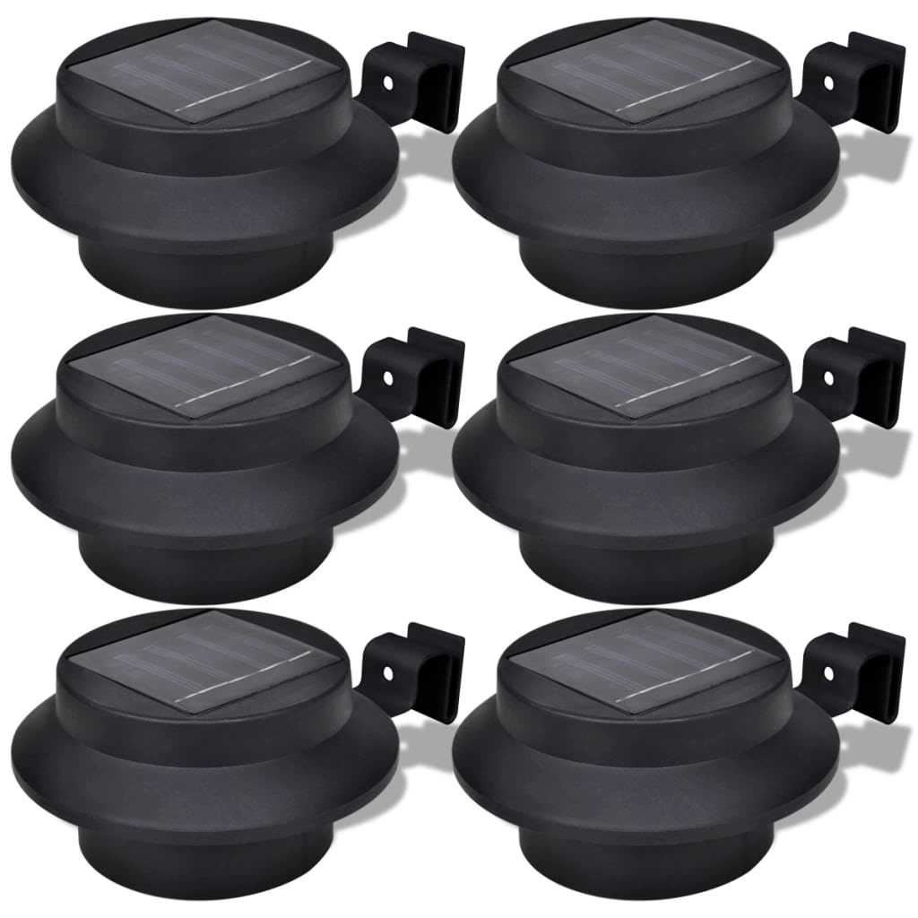 Set de lámparas solares de exterior para valla 6 piezas negro