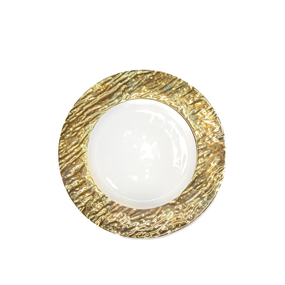 Assiette plate blanche et dorée 27cm - Lot de 6