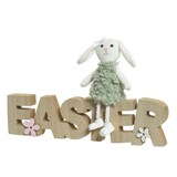 thumbnail of Dekoaufsteller 25x16cm Holz Schriftzug Osterhase Osterdeko Tischdeko Ostern mint