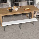 thumbnail of Outsunny Banco de Jardim Dobrável Banco de Exterior de 3 Lugares com Estrutura de Aço Carga 360 kg p183x28x43 cm Branco