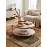 thumbnail of Eichenfurnier Couchtisch mit Stauraum, Metallgestell, Erhöhter Rand. 78x78x40 cm | Kadima Design