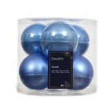 thumbnail of 6 Weihnachtskugeln Glas 8cm matt & glänzend Christbaumkugeln Weihnachtsbaumkugeln Groß Christbaumschmuck Weihnachtsbaumschmuck Deko Himmelblau
