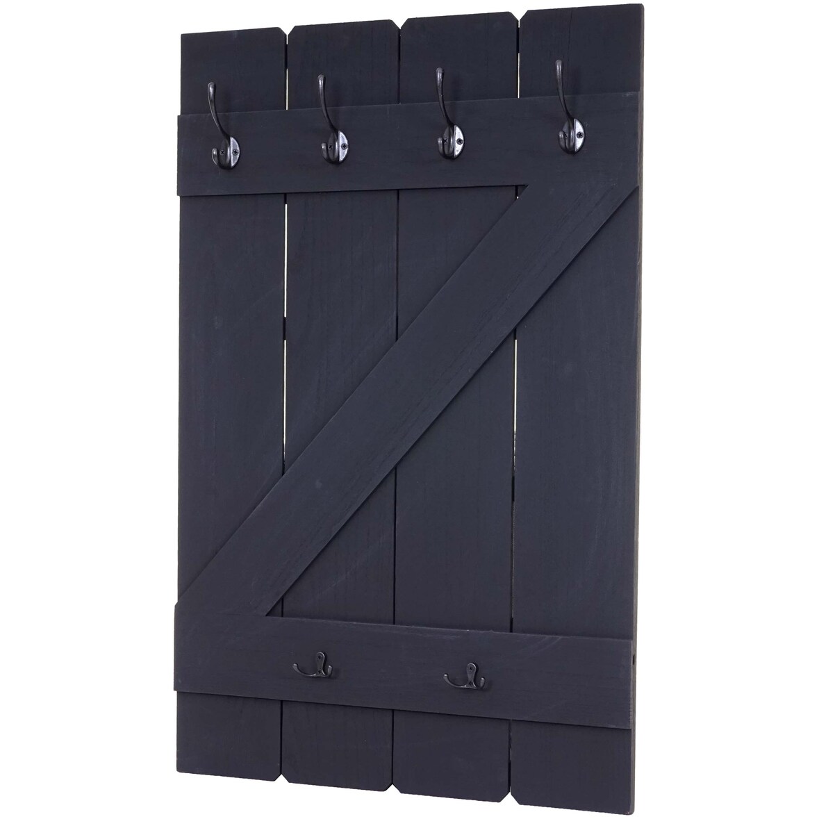 Wandgarderobe | HxBxT 91x60x10cm | 6 Haken | Dunkelgrau shabby | Garderobe Garderobenpaneel