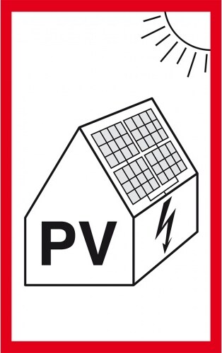 Aufkleber I Hinweisschild Photovoltaikanlage für Feuerwehr, Folie, selbstklebend, 200x100mm