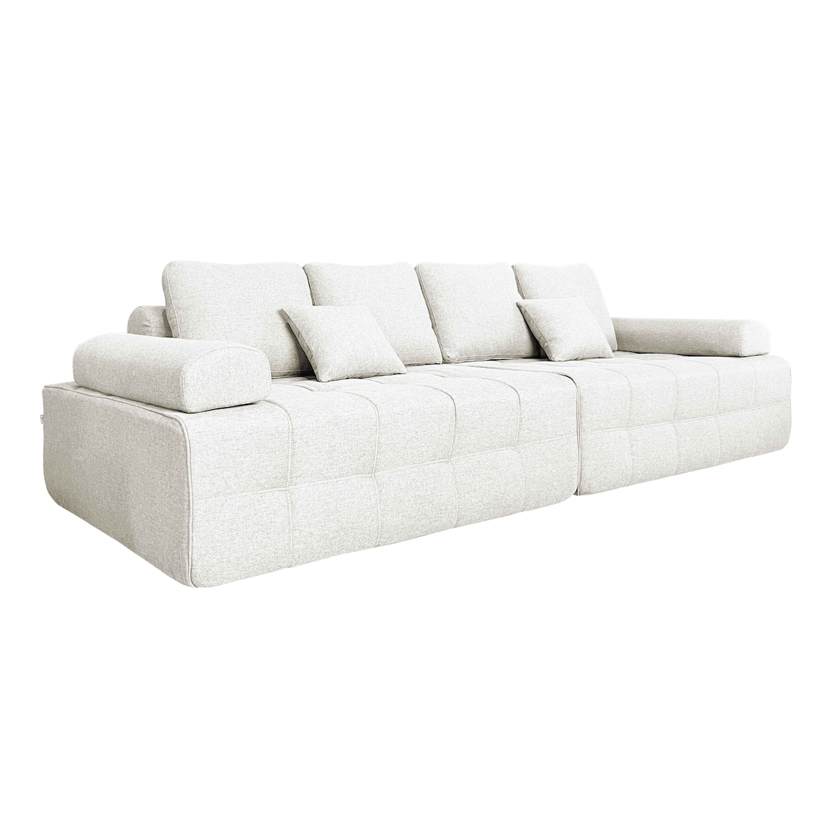 Oviala 4-Sitzer-Sofa aus Stoff mit ecrufarbenen Kissen