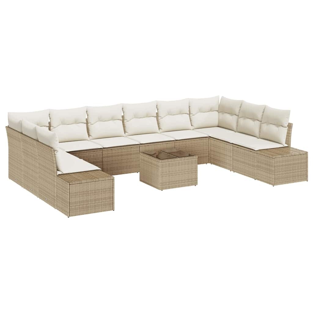vidaXL Garten-Sofa-Set 11 pcs Beige und Creme 344 x 209 x 85 cm