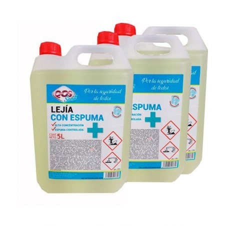Lejía con detergente. Limpiador clorado. Caja 3 garrafas 5 L