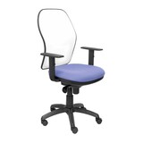 thumbnail of Jorquera Silla  , brazos regulables y ajustable en altura  en color blanco y asiento tapizados en tejido BALI color azul claro